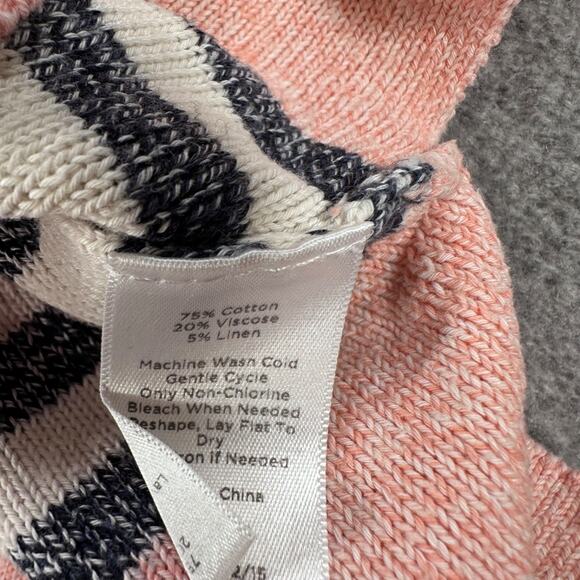 Talbots Striped Pullover Sweater Womens 1X Navy Blue/Pink 3/4 Sleeve Linen Blend - Picture 7 of 8